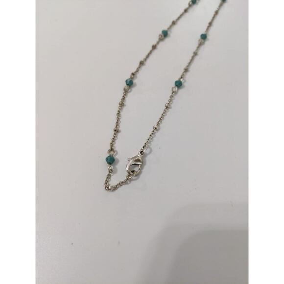 Avon Teardrop Necklace Silver Tone Blue Acrylic Cabochon New with Tag - Picture 4 of 5
